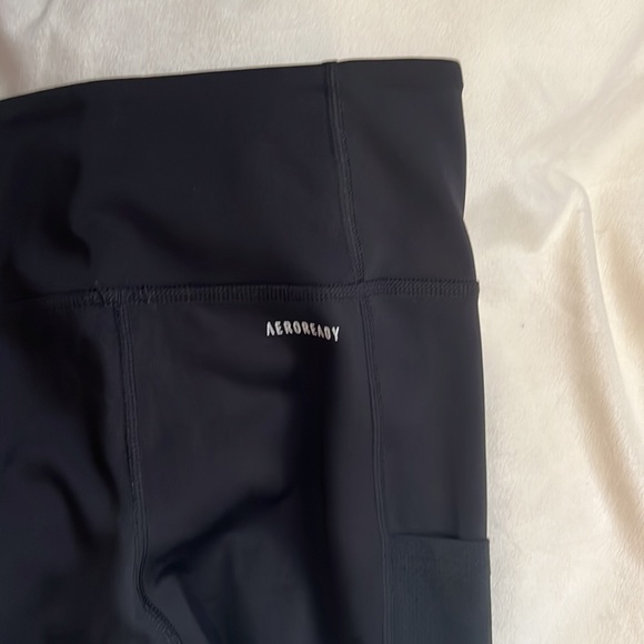 ADIDAS Women's Primegreen Aeroready black with white stripes workout leggings. - Picture 6 of 10